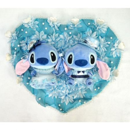 Blue Darling Heart Wreath - Blue Darling Heart Ribbon Wreath